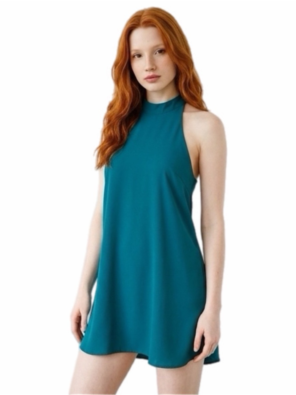 LOVERS + FRIENDS Teal Halter High Neck Swing Mini Dress Pockets Size XS